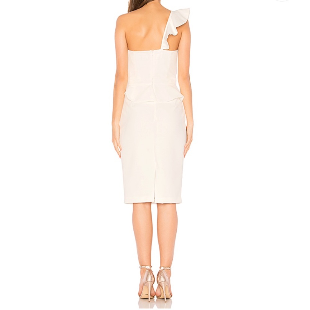 bardot // ivory ruffle one shoulder sheath dress - Picture 3 of 6